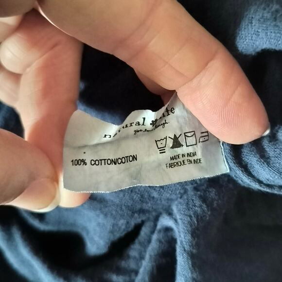 Natural Life Size S Cotton Gauze Maxi Shirt Dress Long Sleeves Pockets Blue - Picture 4 of 4